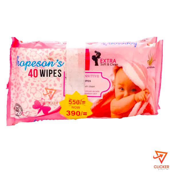 Clicker product Hopeson`s 40 extra sensitive baby wipes, aloe fresh clean 88