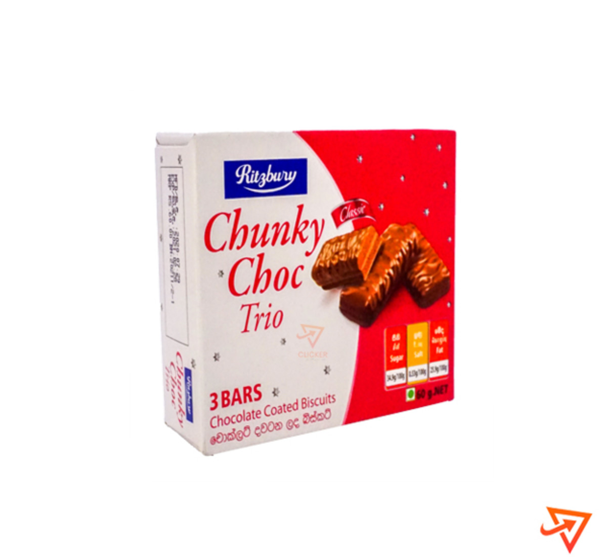 Clicker product 60g CBL Ritzbury Chunky choc Trio Classic - 3 Bars 1161