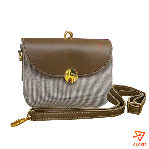 Clicker product LADY LOVE- BEAUTIES GREY COLOUR WITH BROWN HANDLE HAND BAG 1833