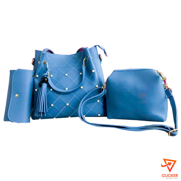 Clicker product LADY LOVE-3 IN 1 BLUE COLOUR HAND BAG 1839