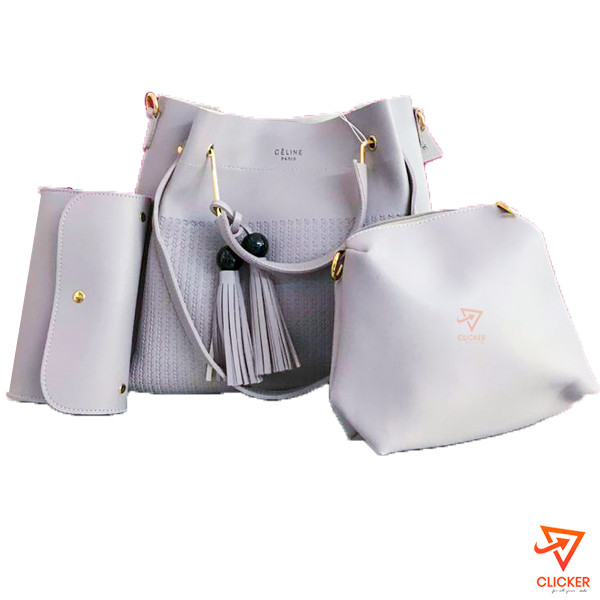 Clicker product LADY LOVE-3 IN 1 GREY COLOUR FORMAL HAND BAG 1840