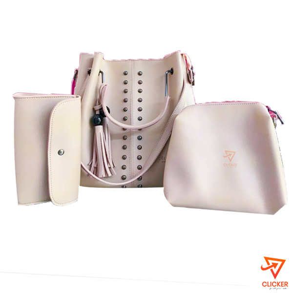 Clicker product LADY LOVE-3 IN 1  WHITE COLOUR FORMAL HAND BAG 1842