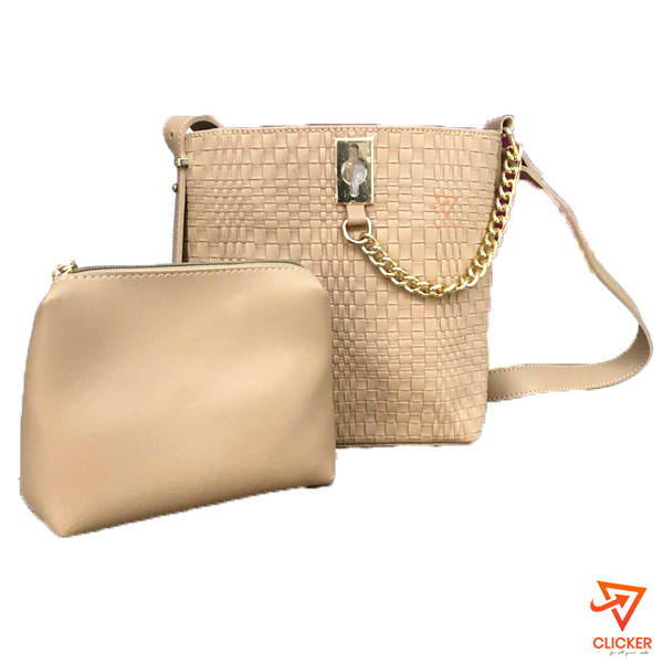 Clicker product LADY LOVE- 2 in 1 Luxury Beige hand bag 1808