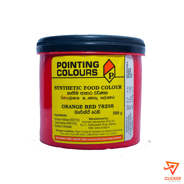 Clicker product 500g POINTING COLOURS SYNTHETIC FOOD COLOURING -ORANGE RED 2390